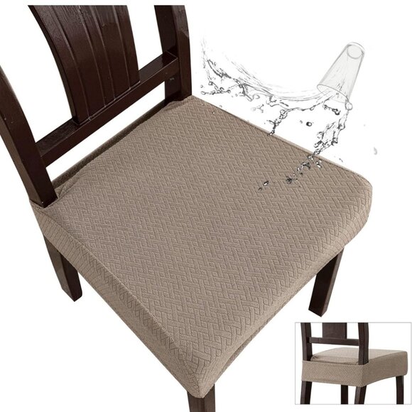 8 Dining Room Chair Seat Covers - Rear Covered - Taupe - Brand New - Picture 2 of 7